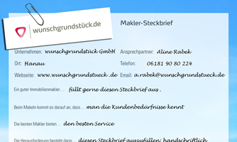Steckbrief f&uuml;r Immobilienmakler